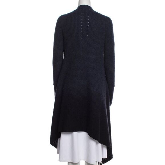 360 Cashmere Navy and Black Cardigan Sweater with Fringe Small - Picture 3 of 4